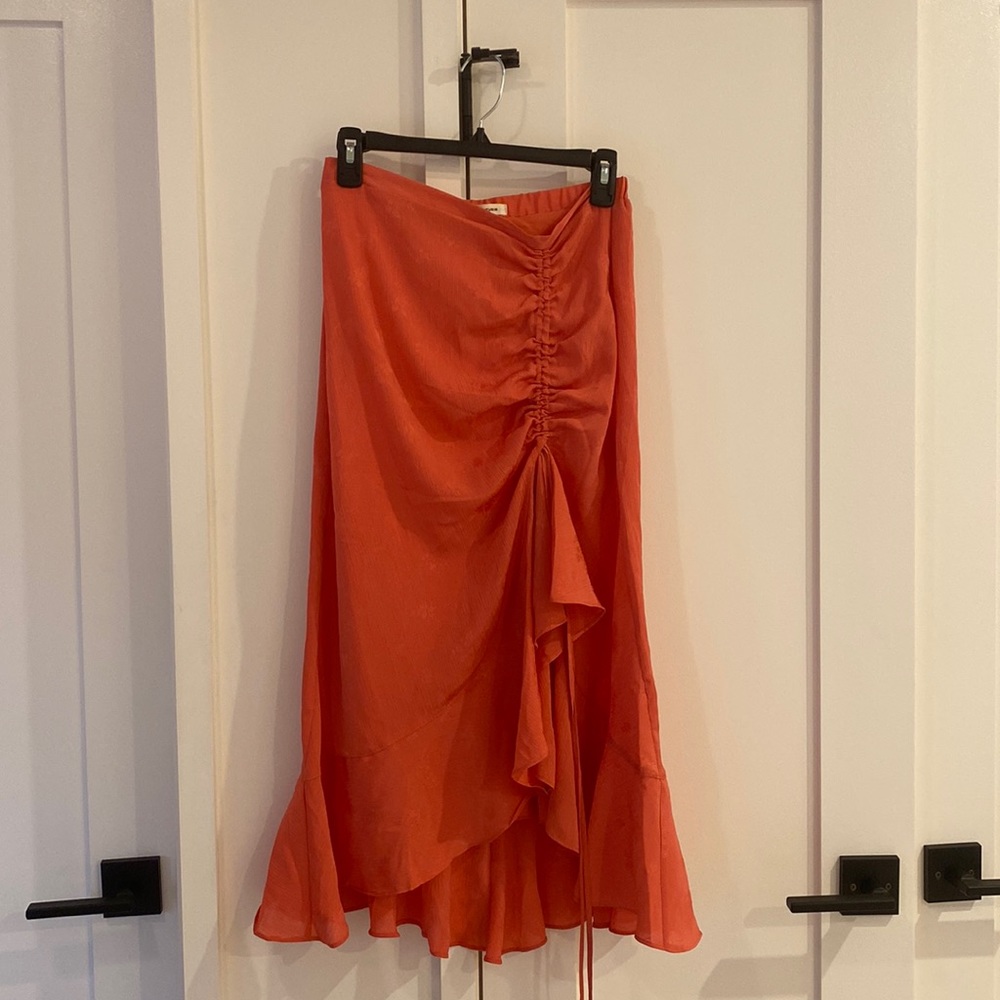 Coral flowy maxi skirt